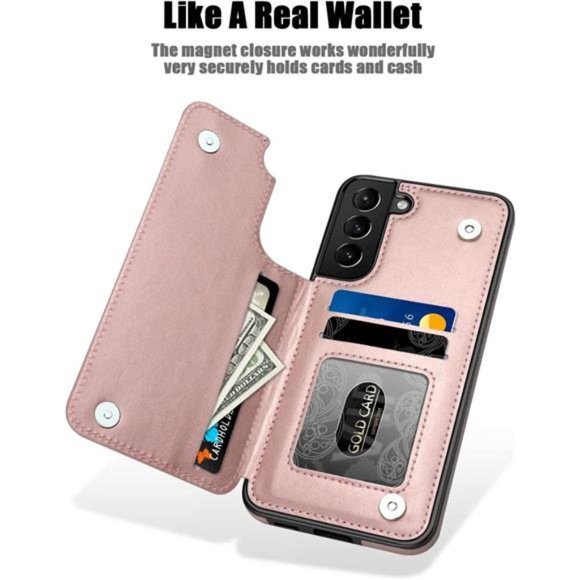 Samsung Galaxy S22 Case with Card Holder,Flower Magnetic Back Flip Case - Picture 3 of 6